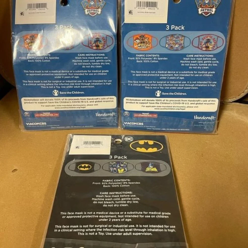 Batman & Paw Patrol washable face mask